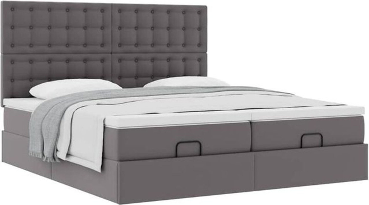 vidaxl Ottoman Polsterbett mit Matratze aus Kunstleder in Grau B/T/H: 180 x 200 x 128 cm - Bild 1