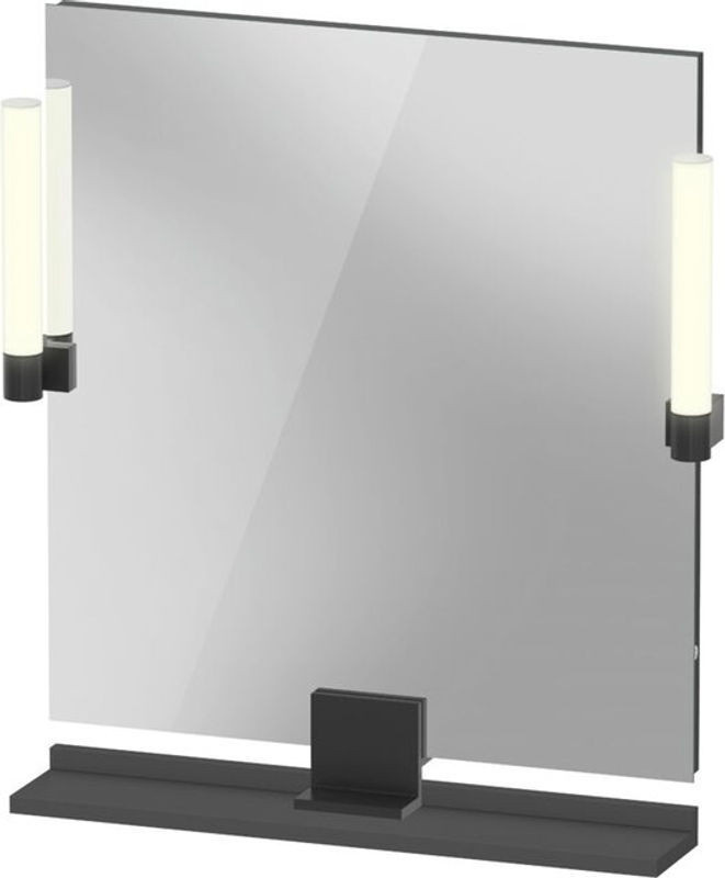 Duravit Sivida Wandspiegel mit LED-Beleuchtung und Ablage, Diamantschwarz Matt, Rahmenlos, B/H: 65 x 65 cm, Tiefe: 3,6 cm - Bild 1