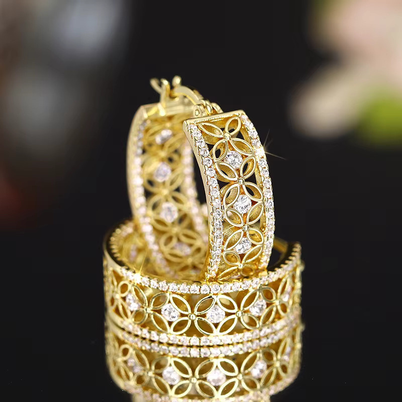 Huitan Creolen, Gold, Zirkonia, Damen - Bild 3