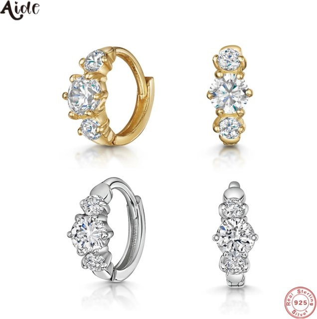 Aide Ohrringe, 925 Silber, Gold, Zirkonia, Damen - Bild 1