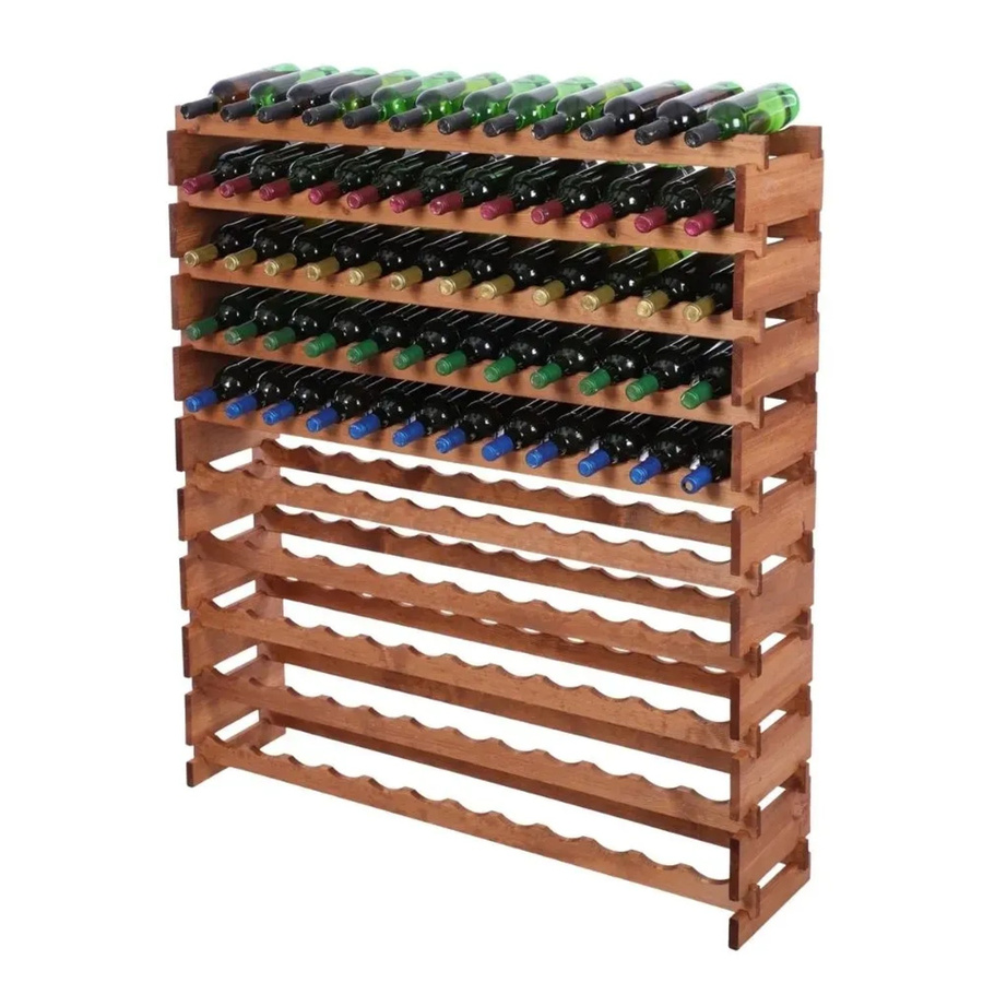 PROREGAL Weinregal VINOTECA FLEX aus massivem Kiefernholz, Braun geölt, Platz für 120 Flaschen auf 10 Ebenen, H x B x T: 135 x 123 x 32 cm - Bild 2