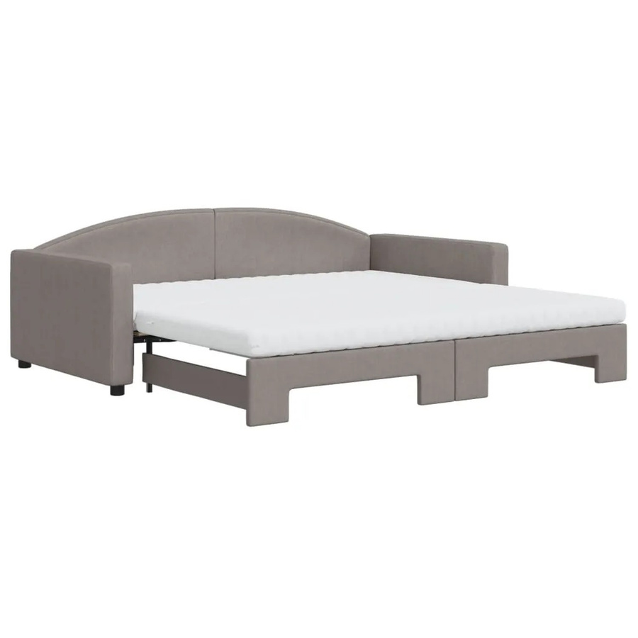 vidaXL Ausziehbares Tagesbett mit Matratze in Taupe, Modernes Design für Schlafzimmer und Wohnzimmer, B/T/H: 223 x 100 x 75 cm - Bild 2