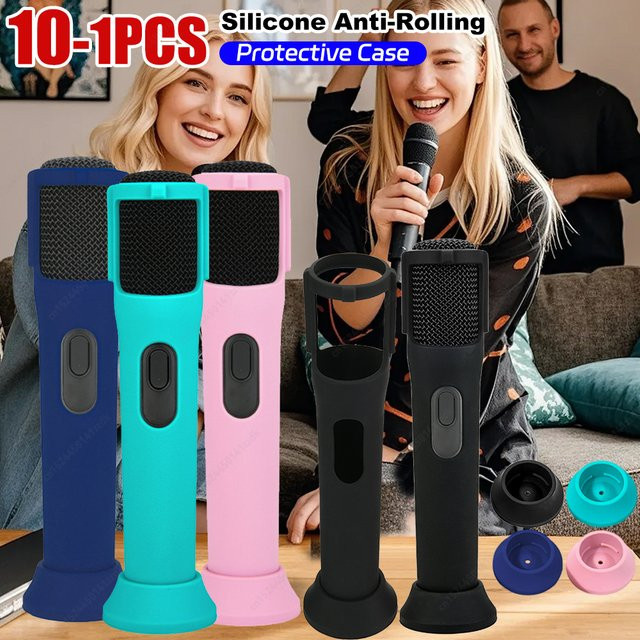 Silikon-Schutzhülle für JBL PartyBox Mikrofon, rutschfeste Anti-Roll-Hülle in Grün - Bild 1