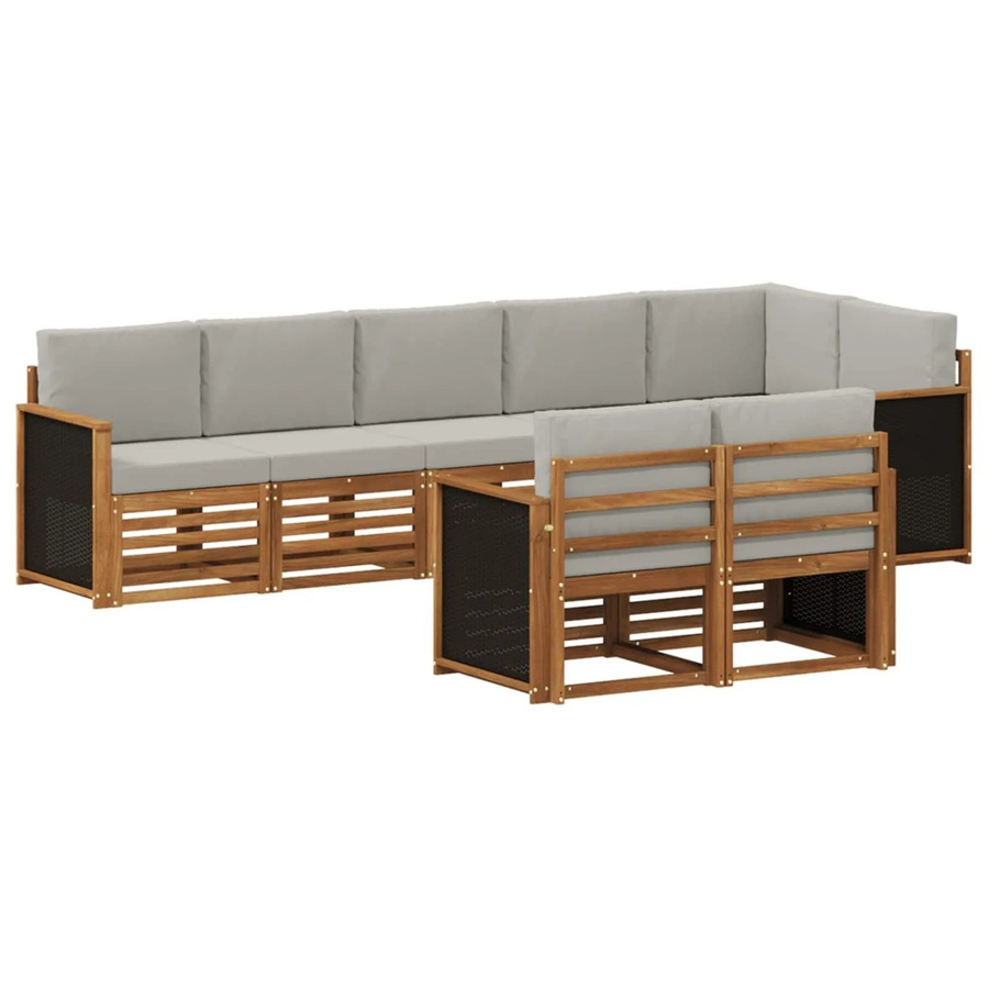 vidaXL Sofagarnitur aus Massivholz Akazie im modernen Latten-Design mit Armlehnen - Bild 2