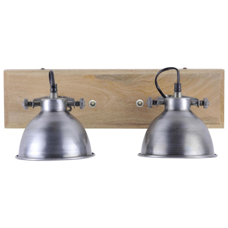 Just Light Samia Wand- und Deckenleuchte aus Eisen und Holz in Stahlfarbig, 2-flammig, B/H/L: 24 x 22 x 45 cm - Bild 2