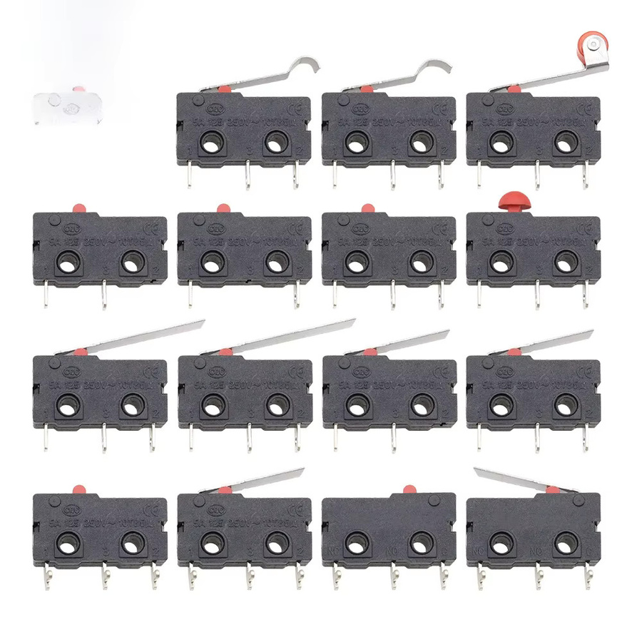 5er Set Mini Micro Endschalter mit Rollenhebel, SPDT NO NC, 5A 125V 250V, Schwarz von PQZULK - Bild 4