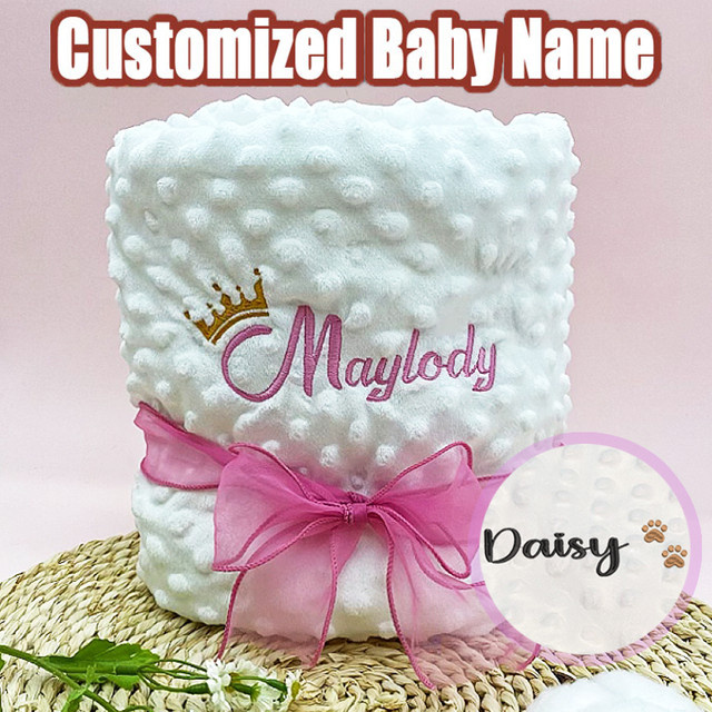 Personalisierte Baby-Doudou-Decke von YTYIN in Pink mit geometrischem Muster aus Polyester - Bild 1
