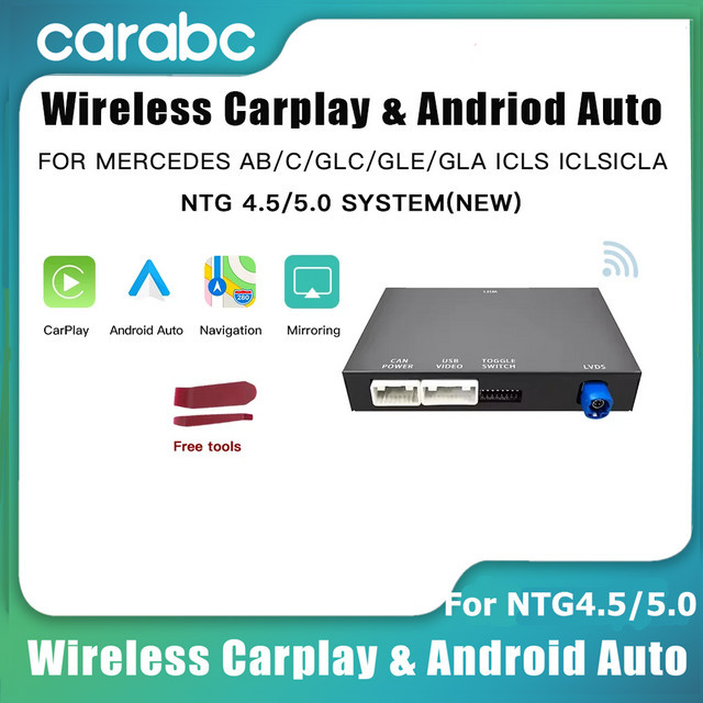 CARABC Wireless Android Auto und Wireless CarPlay Adapter für Mercedes Benz NTG4.5 und NTG5.0, Farbe: Schwarz - Bild 1