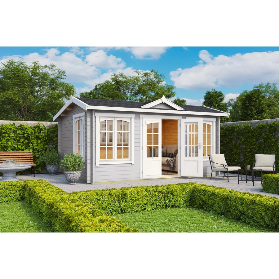 Lasita Maja Gartenhaus Windsor Lichtgrau B/H/T: 440 x 239,4 x 340,2 cm - Bild 2