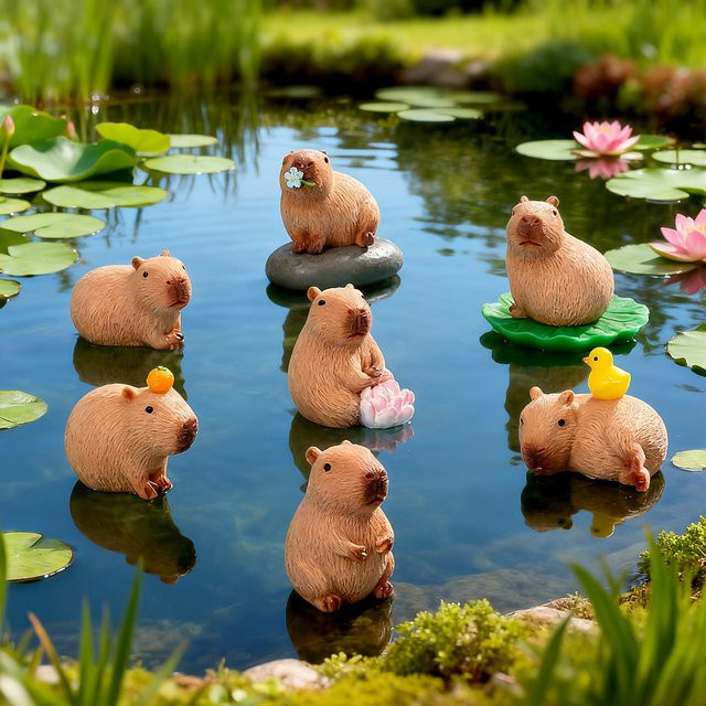 mobokono Capybara-Figuren, Mini-Figurinen, 7-teiliges Set - Bild 1