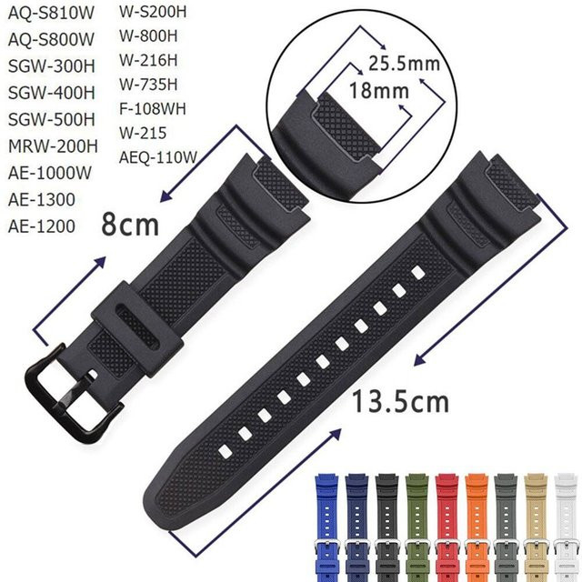 CASIO Uhrenarmband, Kautschuk, Silikon, Schwarz, Unisex - Bild 1