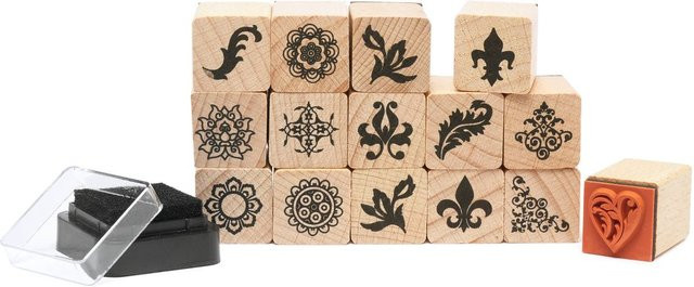 Rico Design Stempel-Set Ornamente & Florale aus Gummi und Holz - Bild 1