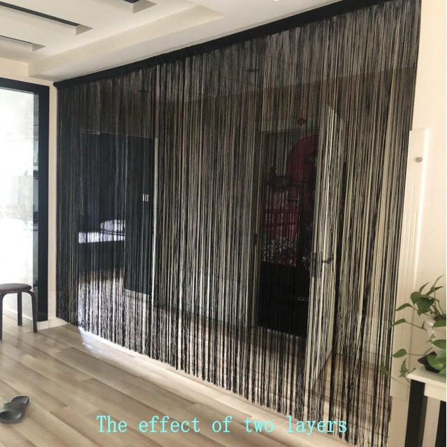 Big S Home Decor Fadenvorhang als Sichtschutz und Raumteiler aus Polyester in Schwarz, Breite: 300 cm, Höhe: 300 cm - Bild 1