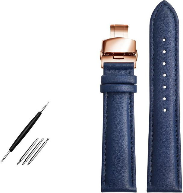 Uhrenarmband Leder, Blau, 16mm, Unisex - Bild 1