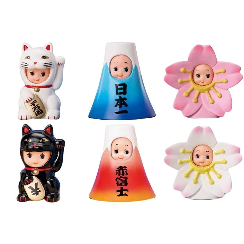 Re-ment Kaburimono Obitsu Kewpie Figur, Maneki-neko Sakura Mt. Fuji, Mini-Figur - Bild 1