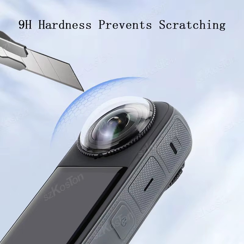 Insta360 X5 Objektivschutz Kappe aus Kunststoff mit gehärtetem Glas in Schwarz - Bild 4