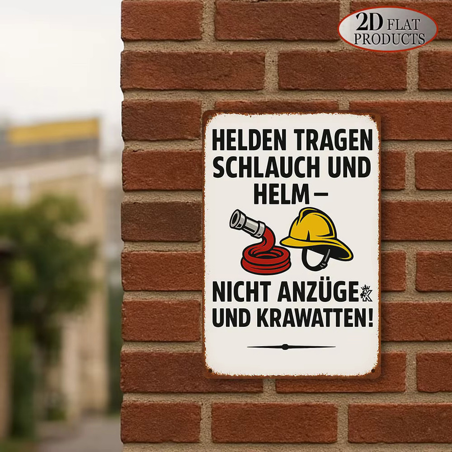 HELLOYOUNG Vintage Metall-Beschilderung mit Feuerwehrhelm und Feuerwehrauto-Design, nostalgische Feuerwache Dekoration für Büro, Werkzeugraum und Garage, B/H: 30 x 20 cm - Bild 5