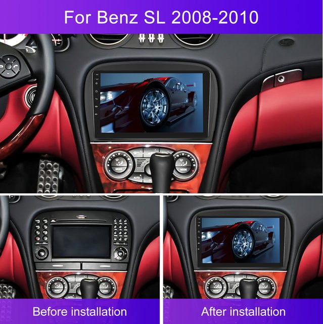 Podofo 4G WIFI Android Auto Radio für Mercedes-Benz SL Klasse R230 (2008-2012) mit Wireless CarPlay, GPS und Multimedia Player in Schwarz - Bild 1