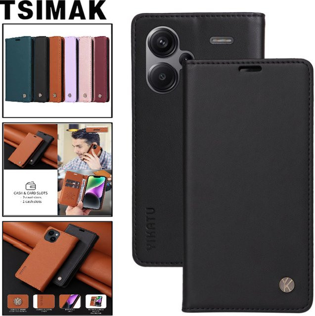 Magnetische Leder-Schutzhülle für Xiaomi Redmi Note 13 Pro 12 12C 13C 13X A1 A2 Plus 4G 5G als Flip-Wallet mit Kartenhalter in Blau oder Schwarz - Bild 1
