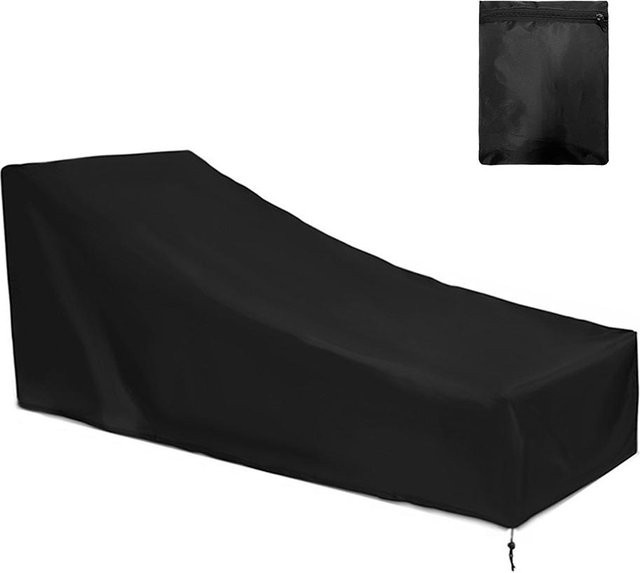 Wasserdichte Liegestuhl-Abdeckung aus Oxford-Gewebe von Shoemst in Schwarz, UV-beständig und staubdicht für Chaiselongues und Gartenmöbel - Bild 1