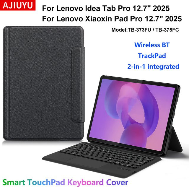 Lenovo Trackpad-Tastaturhülle für Idea Tab Pro 12,7 Zoll TB-373FU und Xiaoxin Pad Pro 12,7 Zoll TB-375FC 2025, Schwarz - Bild 1