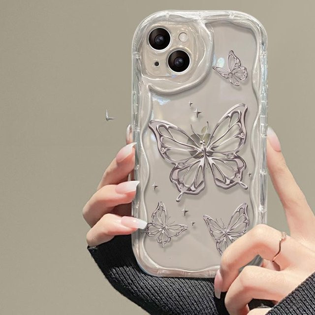 Transparente Silikon Handyhülle mit Butterfly-Design für Apple iPhone 15, 14, 13 Pro Max, 12, 11 und XR - Bild 1