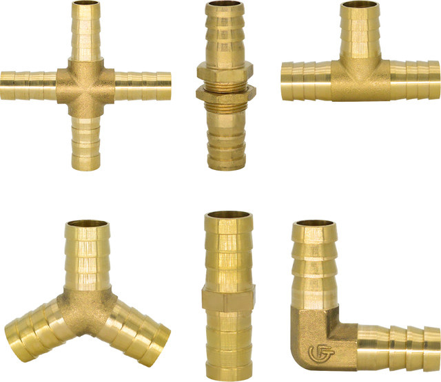 YQBS Messing Y-Kreuz Anschluss mit Widerhaken für Luft und Wasser, 2-4 Wege Schlauchverschraubung für 4 mm bis 12 mm Durchmesser - Bild 1