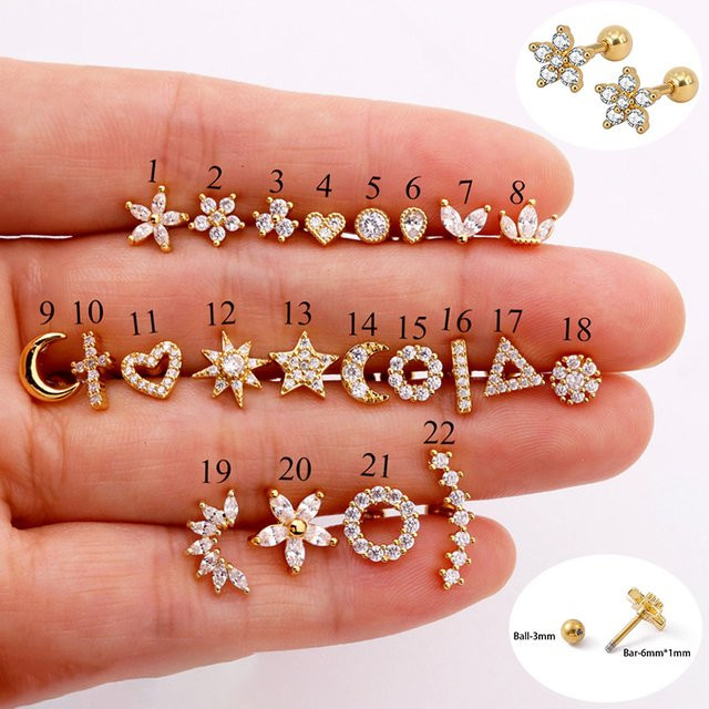 Maodane Ohrstecker Edelstahl, Zirkonia, Gold, Silber Farbe, Damen - Bild 1