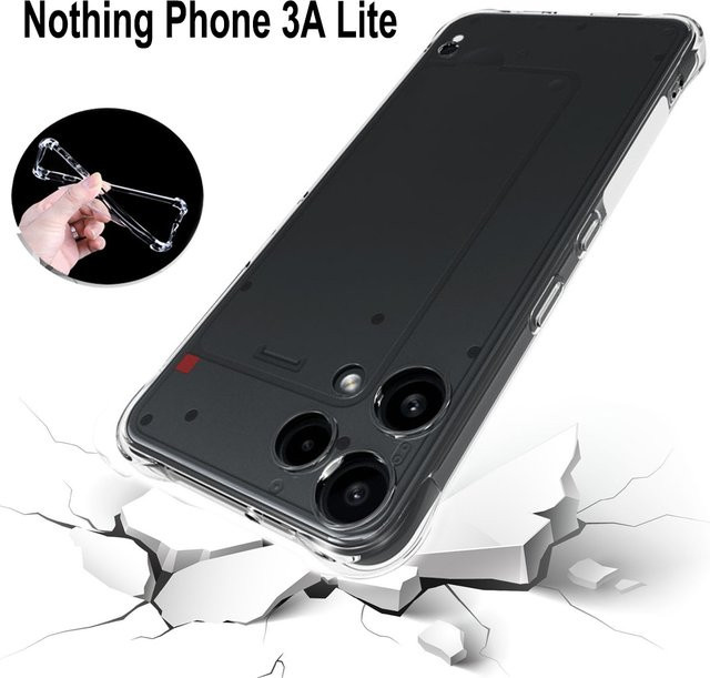 Stoßfeste Silikon Schutzhülle mit Luftkissen für Nothing Phone 3A Lite 5G in Transparent oder Beige - Bild 1