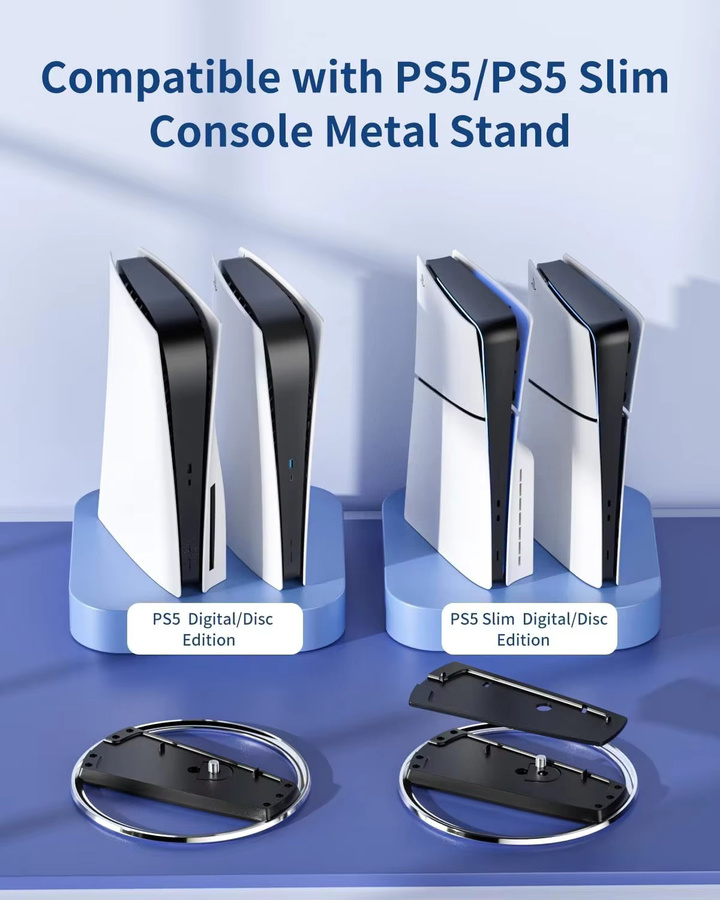 TECTINTER Vertikaler Kühlständer für PS5 und PS5 Slim in Schwarz, rutschfeste Host-Halterung für Gaming-Zubehör - Bild 5
