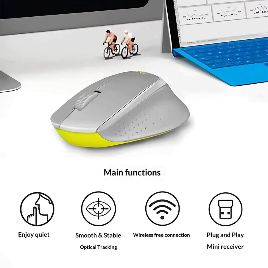 Logitech M330 Silent Plus Kabellose Maus mit USB-Empfänger in Grau – Ergonomisches Design für Desktop, Büro und Laptop - Bild 2