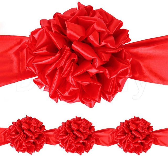 Rotes Satinband für die chinesische Hochzeit und Autovermietungs-Zeremonie mit Hortensien-Dekoration - Bild 1