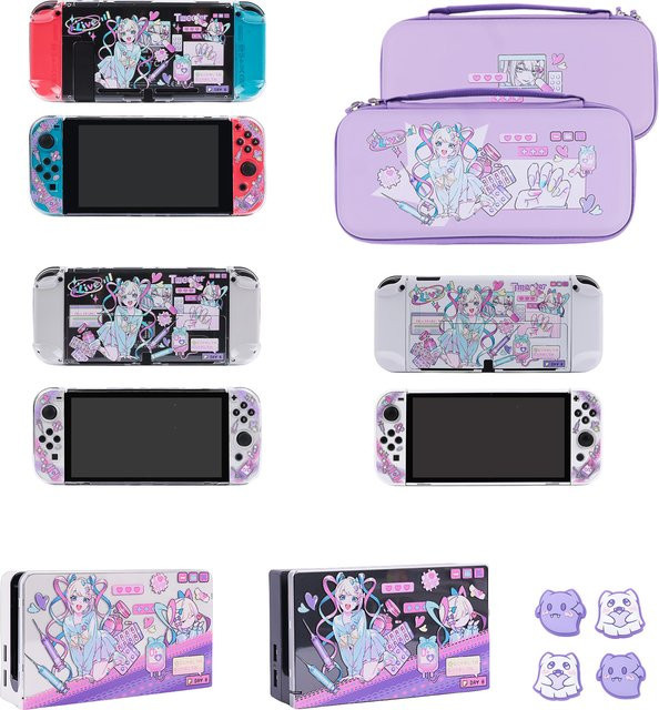 KAngel Schutzhülle für Nintendo Switch und Switch OLED, abnehmbare Hartschale Dock Cover und Aufbewahrungstasche, Multicolour - Bild 1