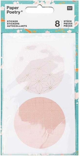Rico Design Paper Poetry Sticker Jardin Japonais in grafischen Pastelltönen, 8 Stück, Mehrfarbig - Bild 1