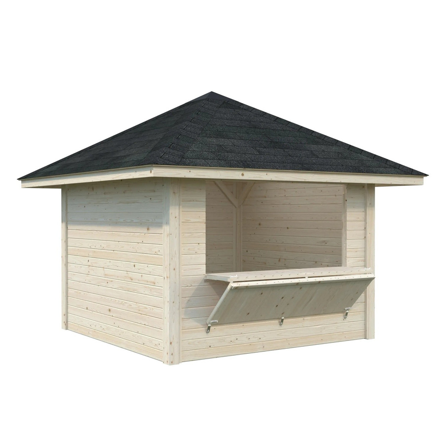 Marktstand Palmako Bianca Set 104 aus Fichtenholz in Braun, naturbelassen mit Pyramidendach, B/T/H: 300 x 300 x 319 cm - Bild 3