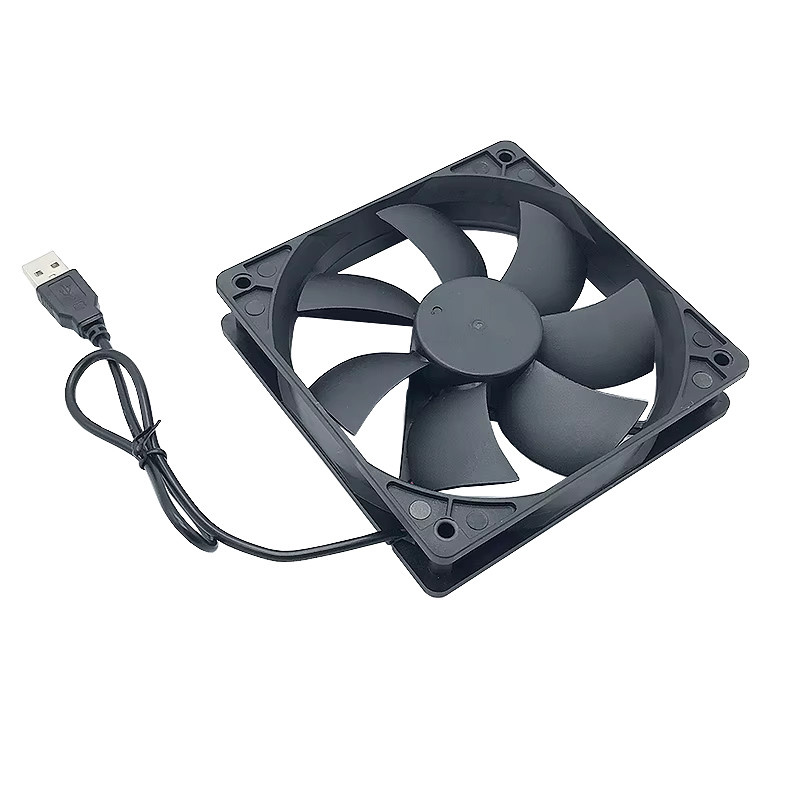 OUYUANSU USB-Abluft-Lüfter mit Flüssigkeitslager in Schwarz, B/T/H: 120 x 120 x 25 mm und 80 x 80 x 25 mm, 12 Volt - Bild 2