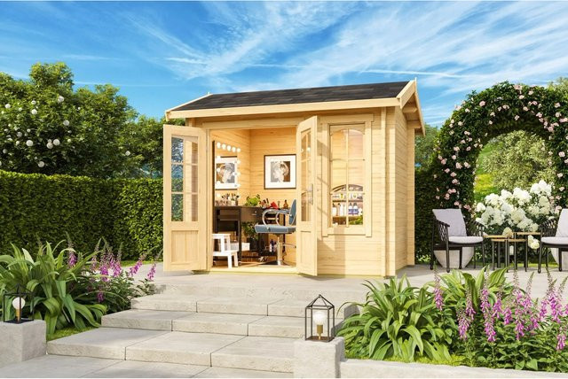 Lasita Blockbohlenhaus Alex Maja in Natur/Braun, B/H/T: 290 x 245,1 x 254,1 cm - Bild 1