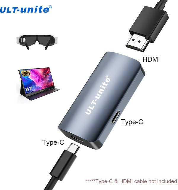 ULT-unite HDMI-zu-Typ-C-Konverter 4K60Hz HDMI-zu-USB-C-Adapter für XREAL Air, RayNeo, Rokid Air, Switch 2, PS5 und Steam Deck - Bild 1
