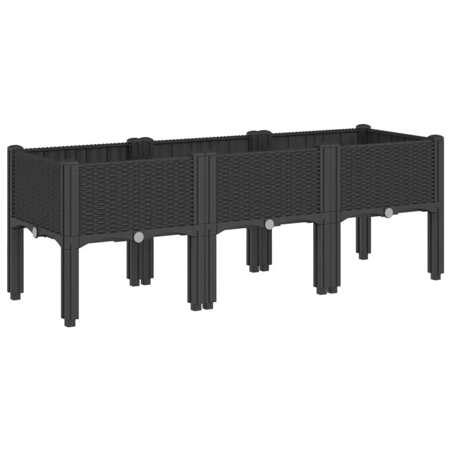 vidaXL Pflanzkasten mit Beinen aus Polypropylen, Schwarz, B/T/H: 120 x 40 x 42 cm - Bild 2