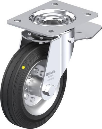 Blickle Lenkrolle LE-VE 160R-ST-EL mit Feststeller in Schwarz und Silber, Rad-Durchmesser: 160 mm, Tragfähigkeit: 135 kg - Bild 1