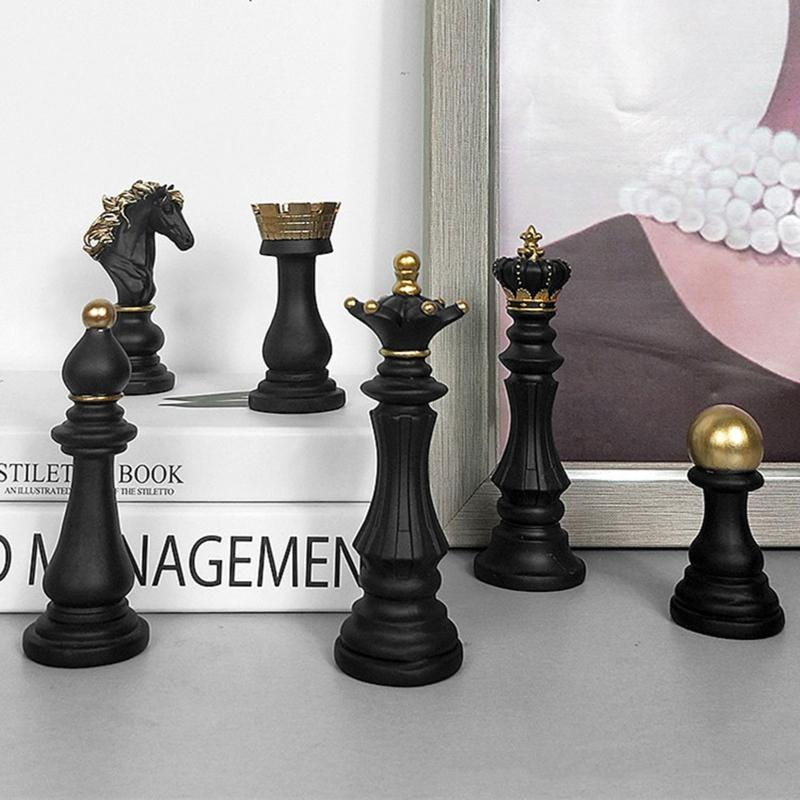 Kidsly Schachfiguren Sammlerfigur aus Kunstharz in Schwarz im Vintage-Design zur Dekoration - Bild 5