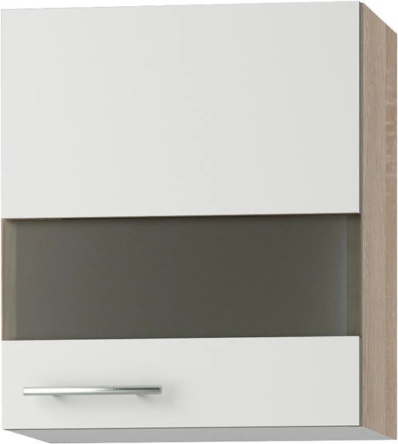 Optifit Küchen-Oberschrank Dakar286 mit Segmentglastür in Weiß-Eiche, B: 50 cm, H: 57,6 cm, T: 34,6 cm - Bild 1