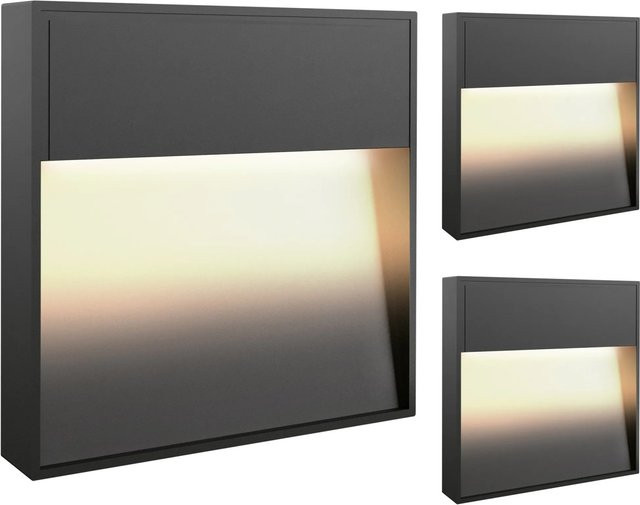 SSC-LuXon ELEVA 3er Set LED Wandleuchten für Treppen und Außenbereiche in Anthrazit, IP54, Warmweiß - Bild 1