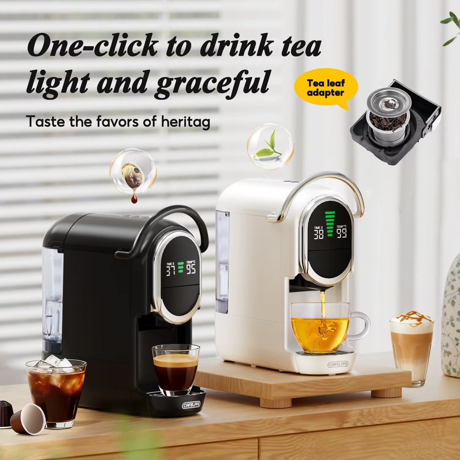 CAFELFFE MK-609S Upgrade 6-in-1 Kapsel-Kaffeemaschine in Schwarz mit automatischer Druckentlastung, Temperaturanpassung und 7-stufiger Kaffeevolumenregelung für Kapseln, ESE 44mm Pads und Teeblätter - Bild 6