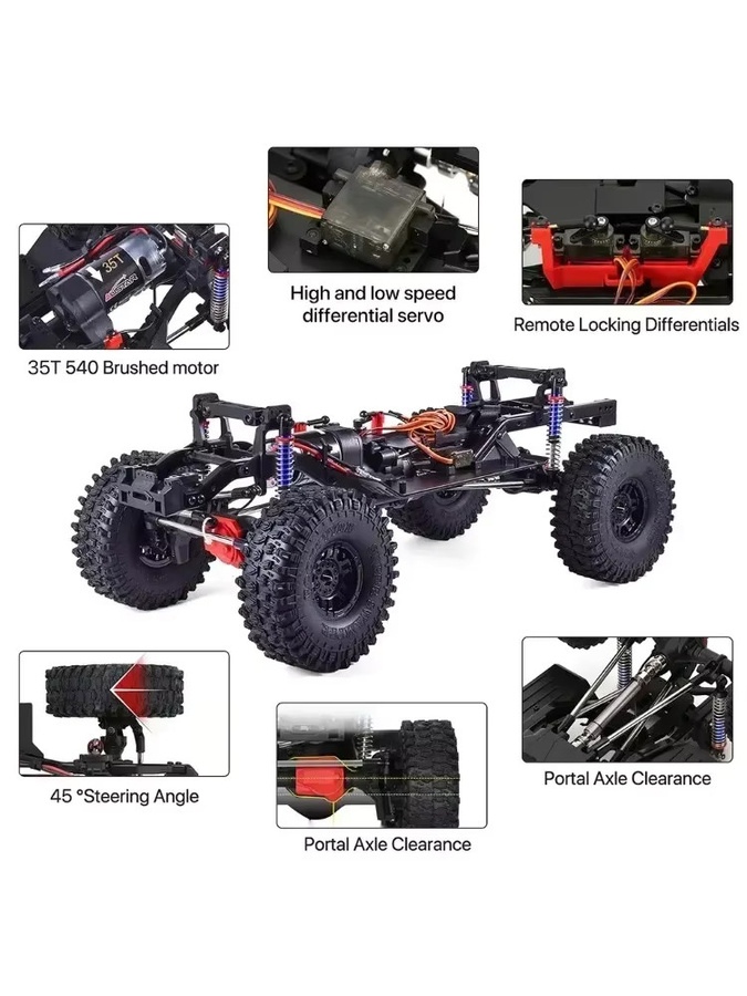 TIMEA RC 2-Gang-Getriebe-Chassis-Rahmen mit Differential-Portalachse, 1:10, Metall - Bild 4