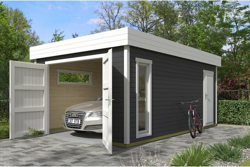 Blockgarage Lasita Maja Bahamas mit Holztor in Carbongrau, B: 360 cm, T: 540 cm - Bild 1