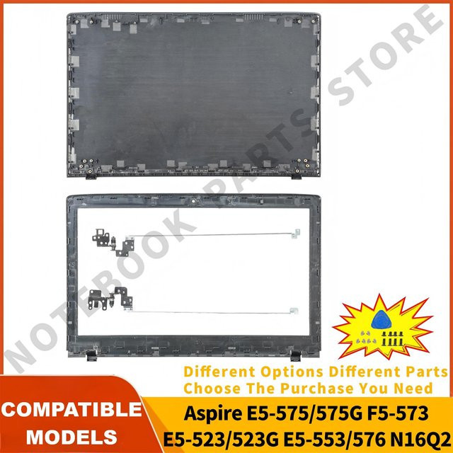 Acer Laptop Gehäuse Rückseite und Lünette mit Scharnieren für Aspire E5-575 E5-575G F5-573 E5-523/523G E5-553/576 E5-575T/575TG N16Q2 N16Q3 15,6 Zoll in Schwarz - Bild 1