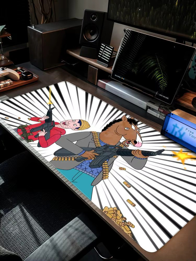 B-BoJack H-Reiter-Mauspad XXL in Schwarz/Mehrfarbig, rutschfeste Gamer-Schreibtischunterlage mit Kunstdesign, B/T: 90 x 40 cm - Bild 3