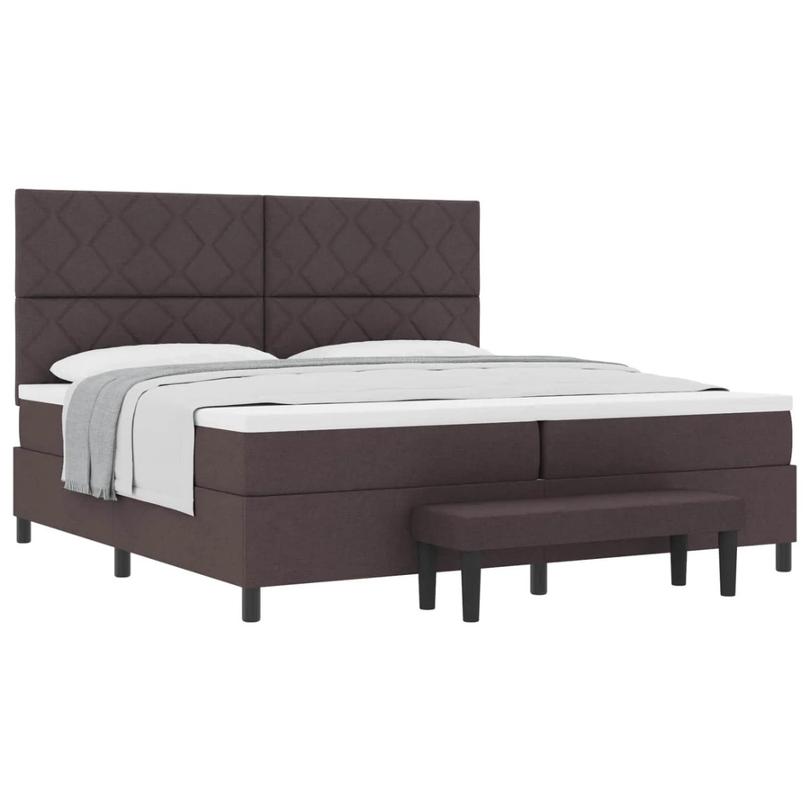 vidaXL Boxspringbett mit Matratze in Braun, Hybrid-Konstruktion aus Federkern und Schaumstoff, B/T: 200 x 200 cm - Bild 2