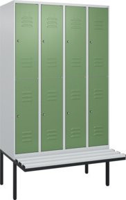 C+P Doppelstock-Spind Classic PLUS Sitzbank mit 4 Abteilen und Zylinderschloss, B/T/H: 212,0 x 120,0 x 81,5 cm - Bild 1